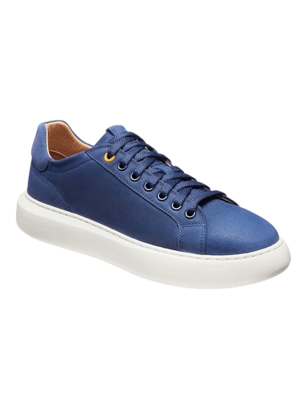 Men's Navy Casual Leather Lace-Up Sneakers